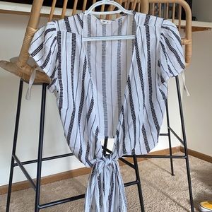 Thin black and white blouse from Garage.